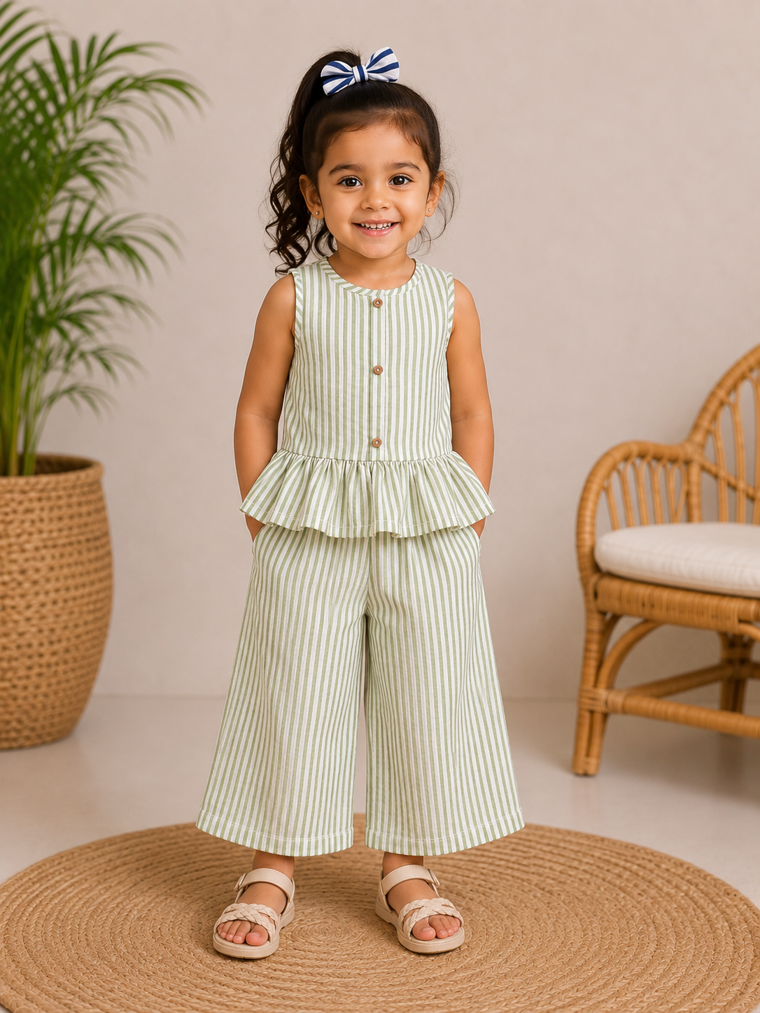 Girl Co-Ord sets Green striped