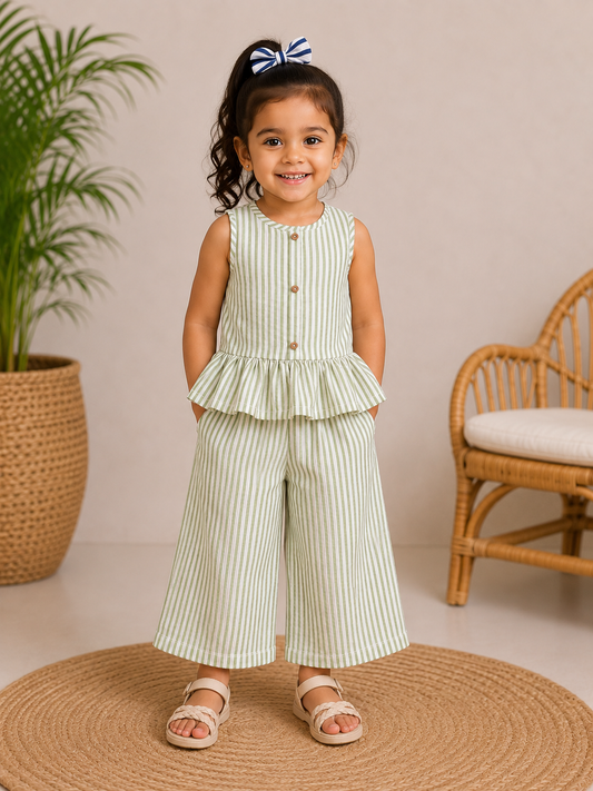 Girl Co-Ord sets Green striped